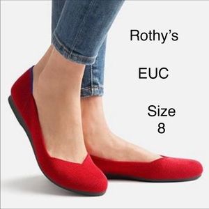 Rothy’s scooter red round toe flats 8